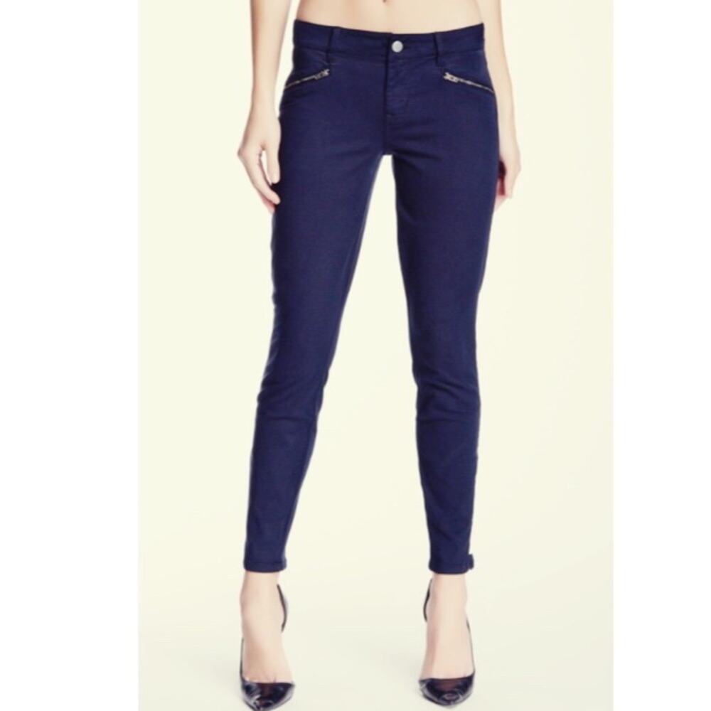 Level 99 Riley Skinny Moto Navy Ankle Zipper Pants